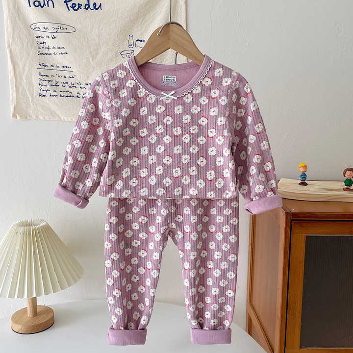High Quality Cute Character Kids Sleepwear Pajamas for Girls 100% Organic Cotton Cotton Kids Sleepwear PJ Set 