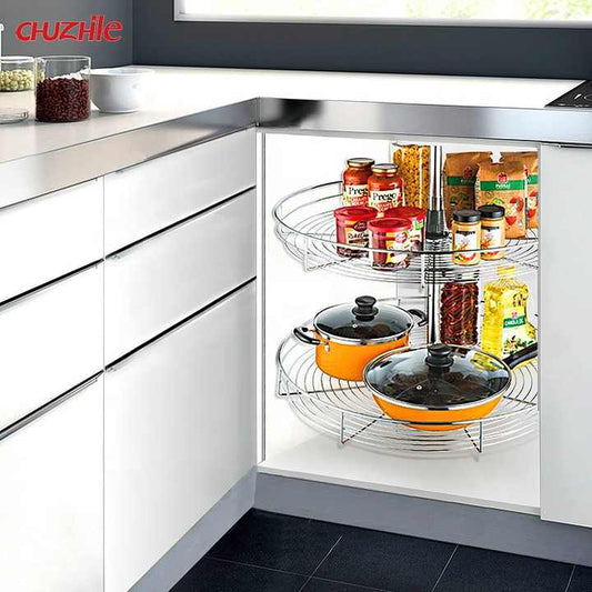 سلة أدراج خزانة بزاوية سحرية 360 درجة - 360 Degree Magic Corner Cabinet Drawer Basket,
