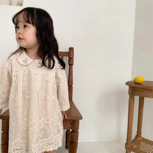 Girls' Dresses Autumn Kids Lapel Lace- بنات خريف جديد للأطفال