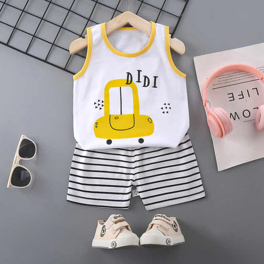 طقم صدرية للأطفال صيفية قطنية جديدة، طقم     . New Summer Cotton Baby Vest Set, Baby Clothes Set