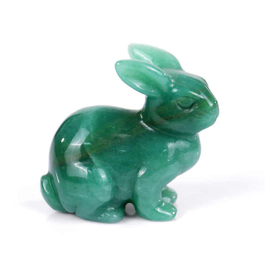 Green Aventurine Rabbit Carving Crafts-نحت أرنب أفينتورين أخضر،