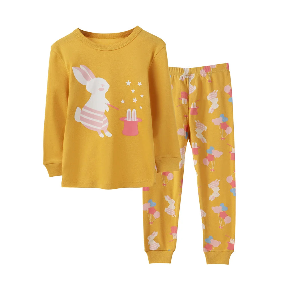 Little Girls Sleepwear Set Colorful Printed Cotton Slim Fit Sleepwear Set 