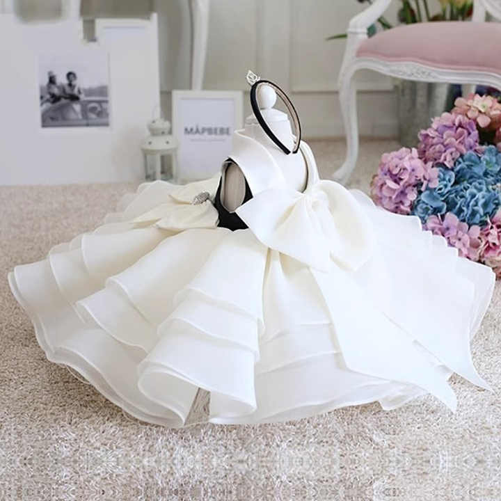 Dresses Birthday Party Gown- فستان سهرة للأطفال بدون أكمام مع فيونكات -