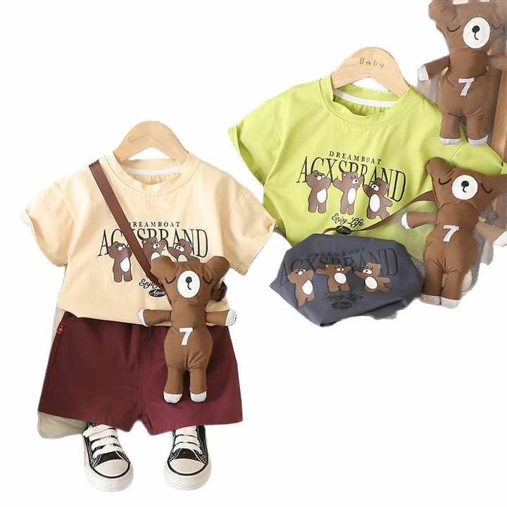 Short Sleeve Suit Boy T-shirt Baby-بدلة أطفال مختلطة