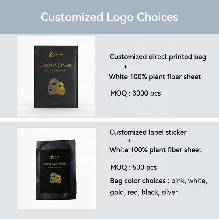 Custom Private Label Natural Moisturizing Vitamin C Gold Foil Face Mask 