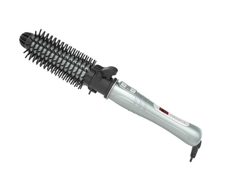 مكواة شعر بجهد مزدوج مع فرشاة شعر قابلة . Dual Voltage Hair Straightener with