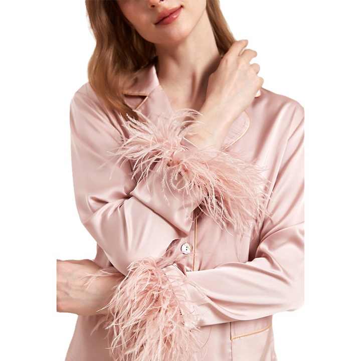 Luxury silk long sleeve pajamas for women 