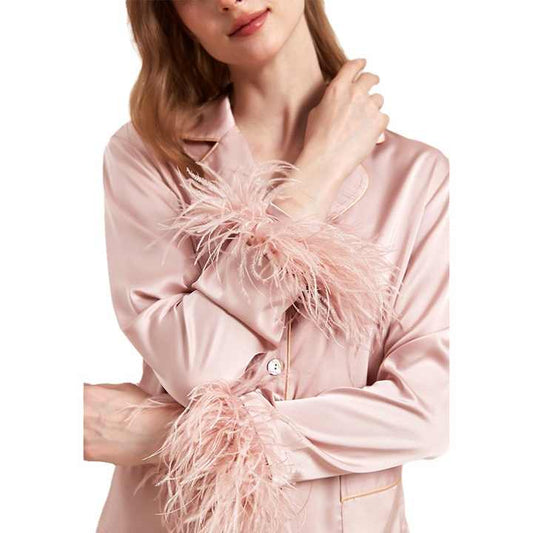 Luxury silk long sleeve pajamas for women 