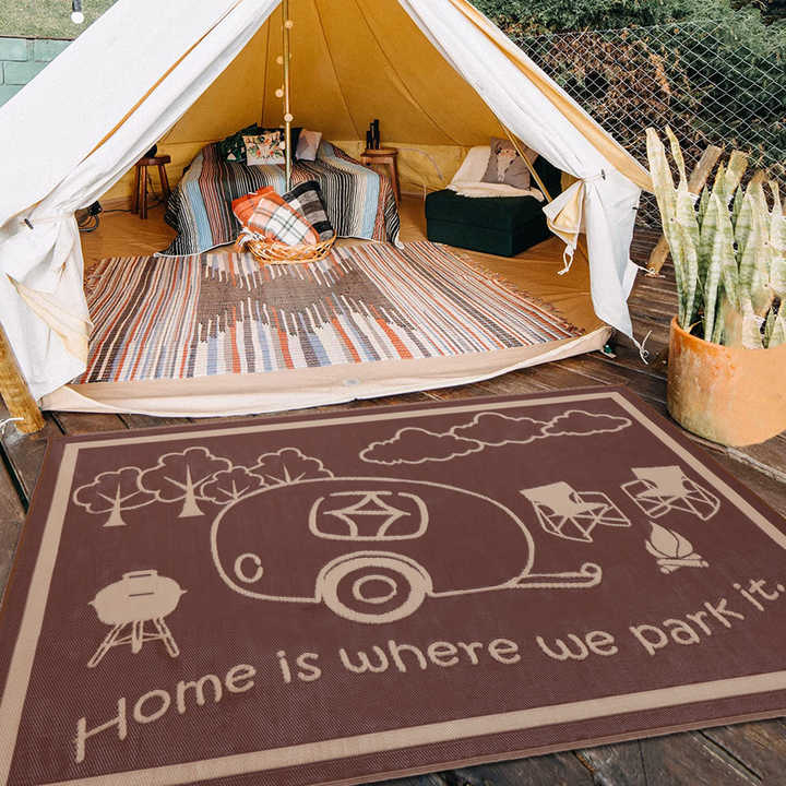 Reversible Outdoor RV Rugs Drain Mats Waterproof Area 3 