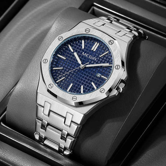ساعة MEGIR 1085 الفاخرة للرجال الكلاسيكية . MEGIR 1085 Luxury Men's Classic Stainless Steel