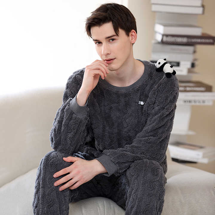 New design from the factory, fleece pajamas with a slit 