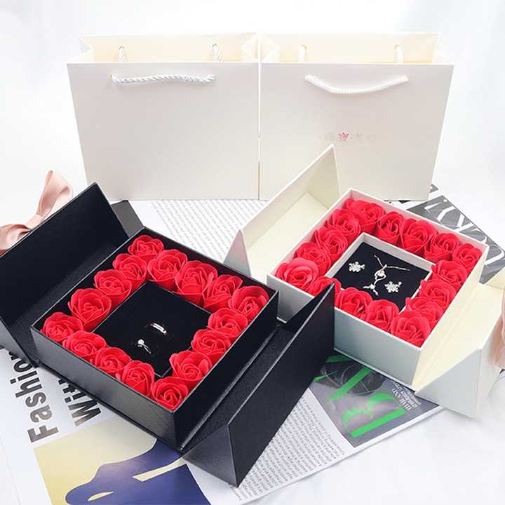 Double Door Jewelry Rose Box 