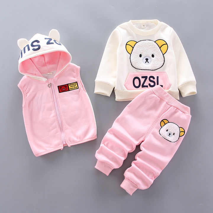 Boys' pants set thick cartoon bear 
