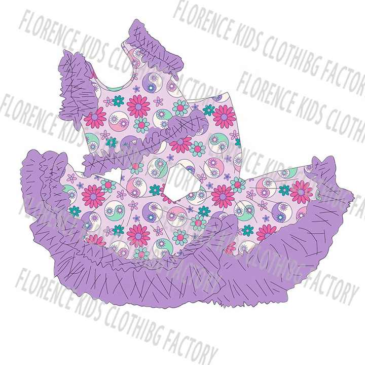 Custom Blue Fluffy Flare Kids -مجموعة ملابس أطفال
