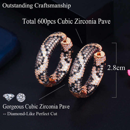 Luxury Big Circle Snake Tiger Earrings 