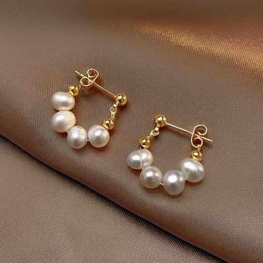 Korean Jewelry 3-6mm White Natural-أقراط كورية من اللؤلؤ