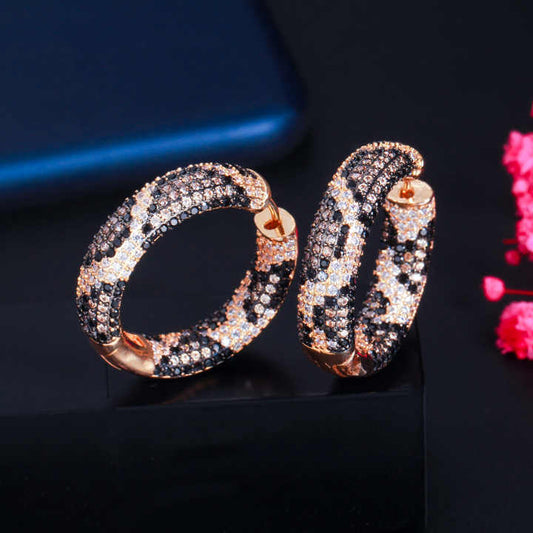 Luxury Big Circle Snake Tiger Earrings 