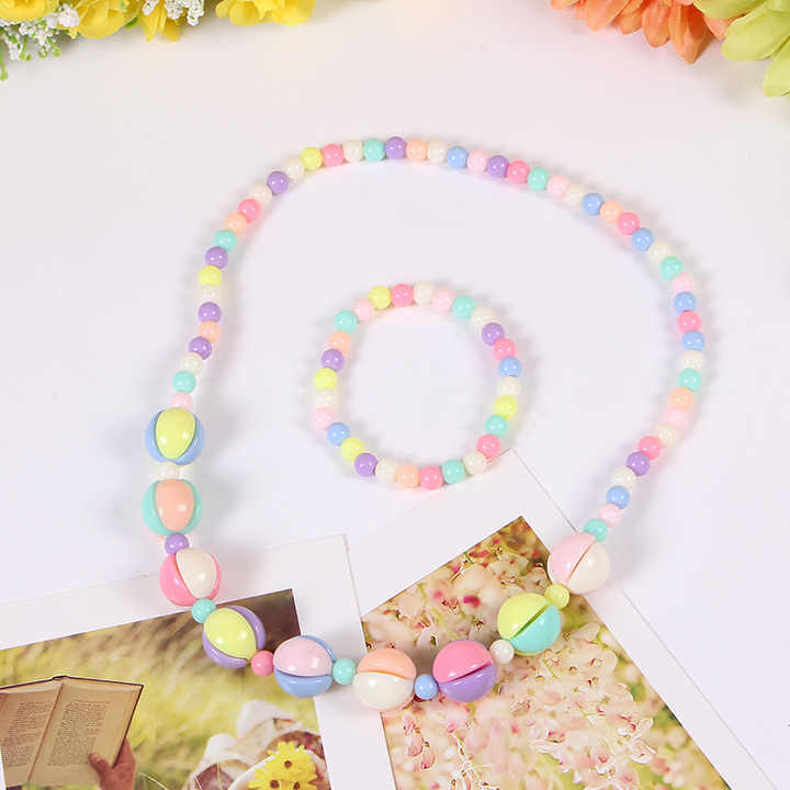 Classic children's jewelry, beaded necklaces and bracelets for girls, jewelry necklace and bracelet for children and girls 