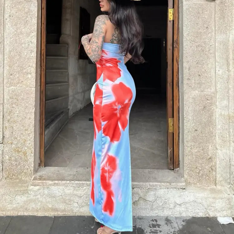 Women's long floral print dress 