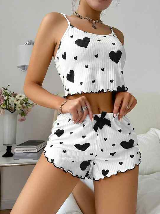 Heart Print Pajama Set 