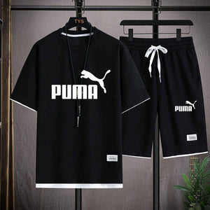 High Quality Men's Short Sleeve Top and T-Shirt Set Durable Breathable for Summer Outdoor Activities Printed Pattern 