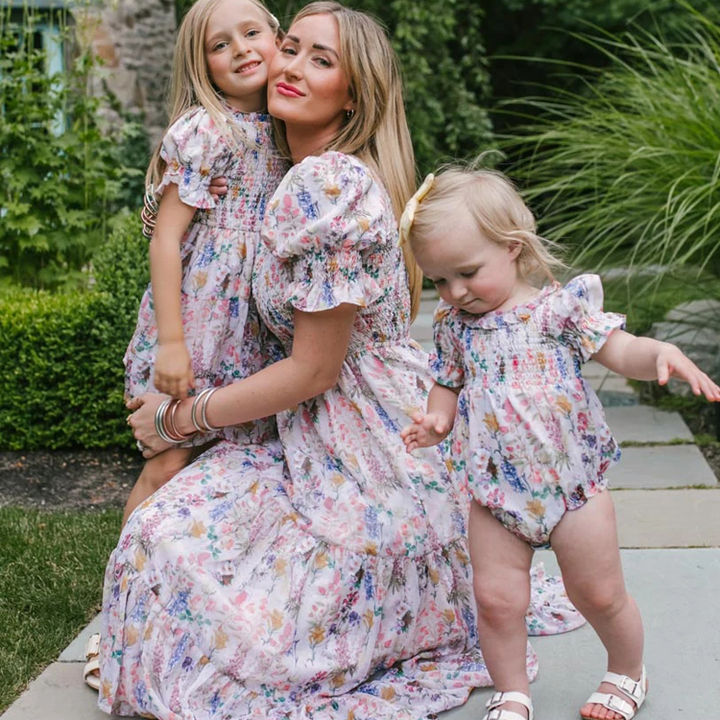 Girls' Floral Puff Sleeve Dress 