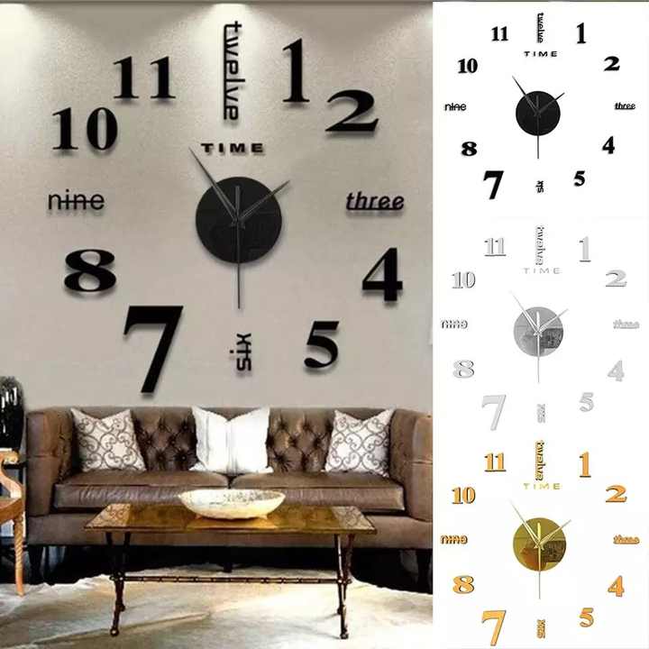 Modern Frameless Large Home Wall Clock 