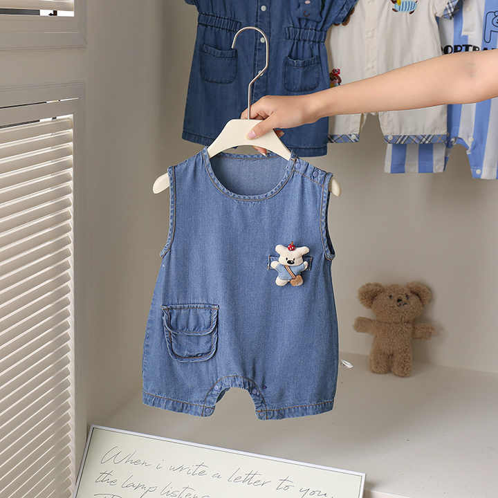 Summer Sleeveless Denim Baby -رومبير جينز صيفي