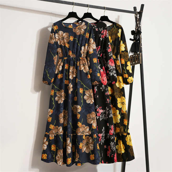 Modest Flower Pattern New Women's-فستان نسائي جديد