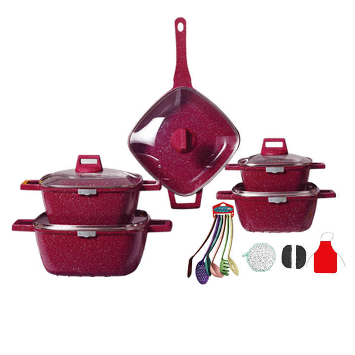 Home metal square pot set 