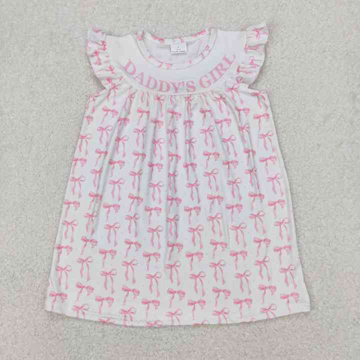 Length Summer One Piece Clothes- فستان أطفال بناتي بأكمام قصيرة