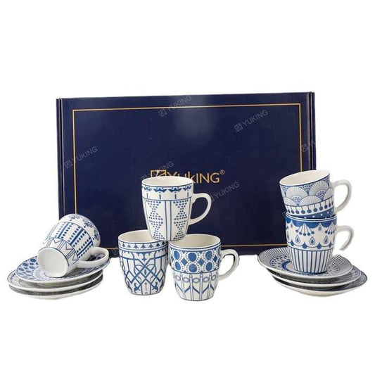cups and saucers . الكؤوس والصحون