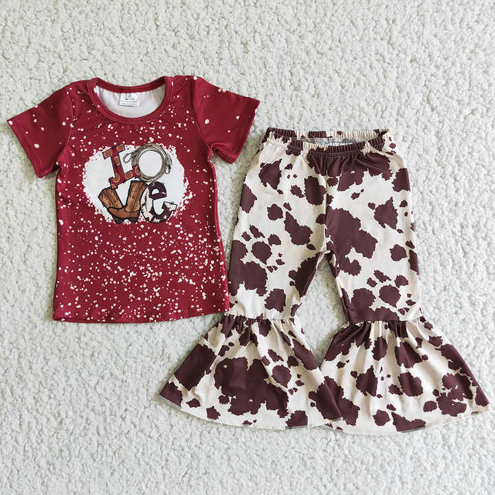 Girls Bleached Coffee Shirt Top Bell-طقم ملابس بناتي