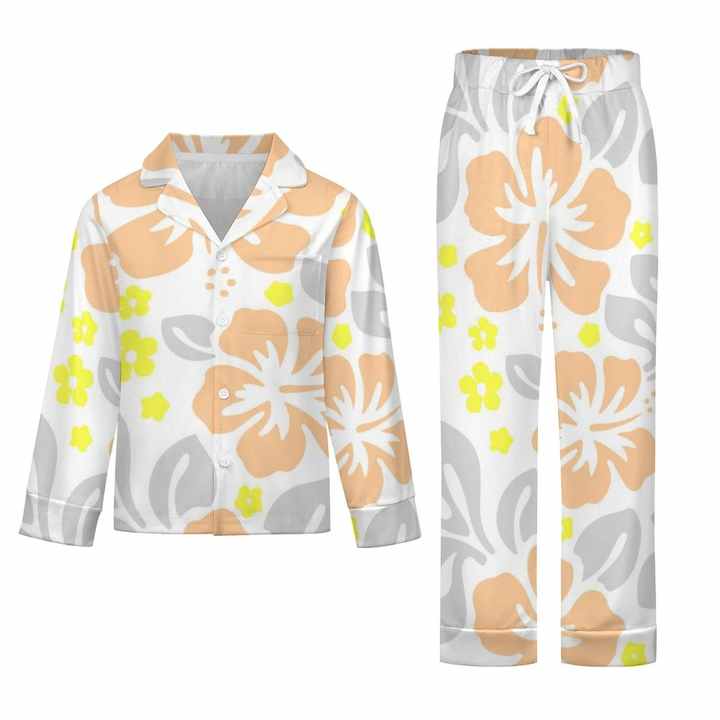 Custom Hibiscus Long-sleeve Puletasi-طقم بيجامة للأطفال