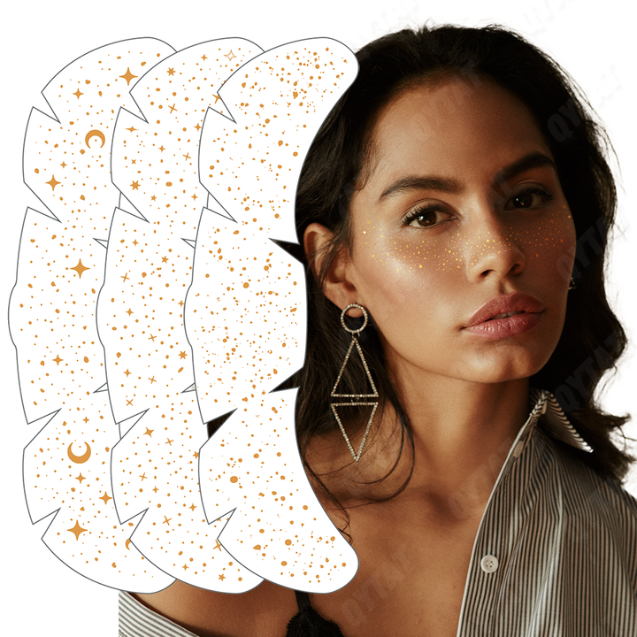 Custom Metallic Makeup Patches Waterproof Silver Gold Star Butterfly Sprinkle Glitter Freckles Tattoo Face Patches 