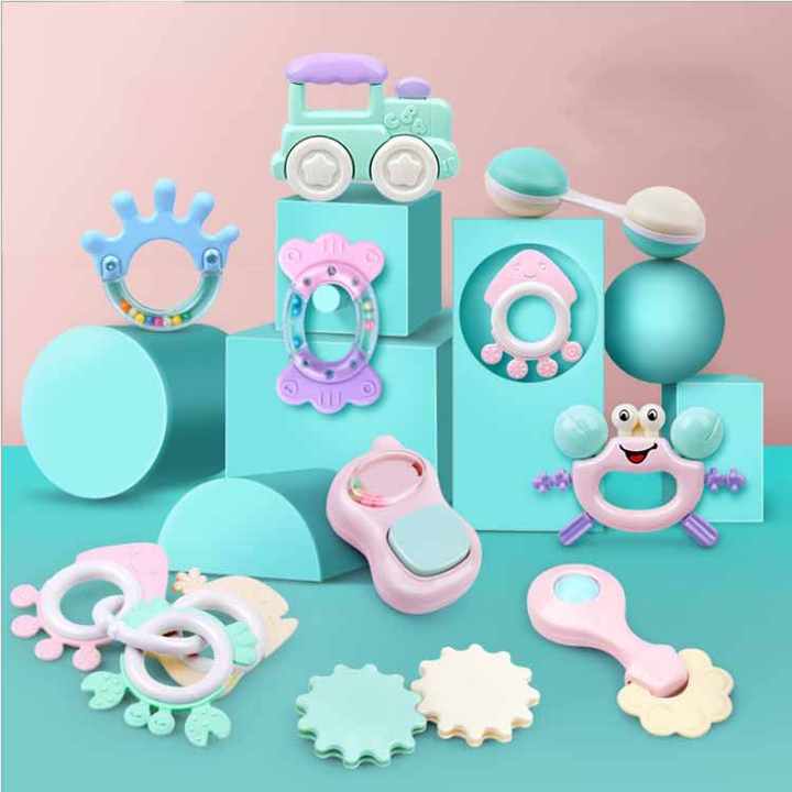 Infant Baby Toys 0-12M Baby Rattle and Teether Toy Food Grade Teething Toys for Newborn 