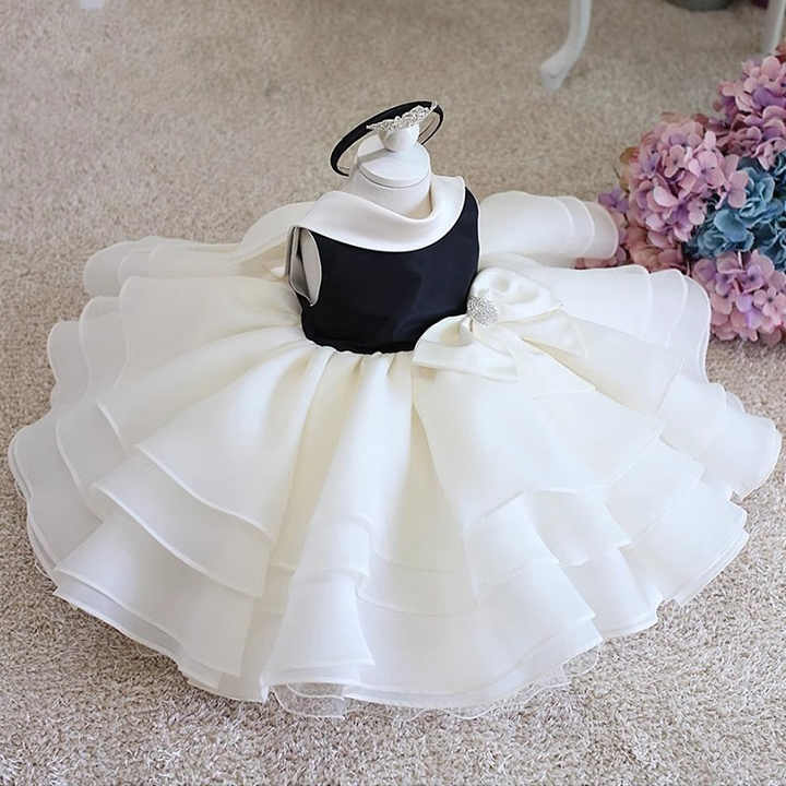 Dresses Birthday Party Gown- فستان سهرة للأطفال بدون أكمام مع فيونكات -