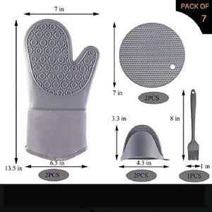 قفازات فرن من السيليكون المقاوم للحرارة - Heat Resistant Silicone Oven Mitts With Hot Pads