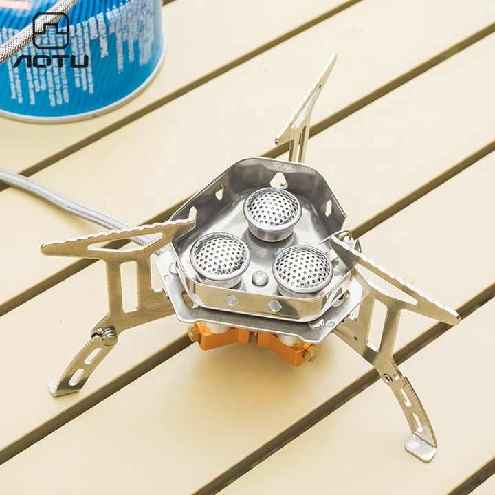موقد غاز محمول للنزهات الخارجية بثلاث شعلات . Portable 3 Burner Outdoor Picnic Gas Stove, Suitable for
