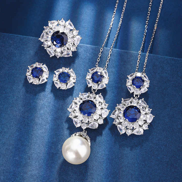 Fashion Luxury Sapphire Jewelry Set for Women 