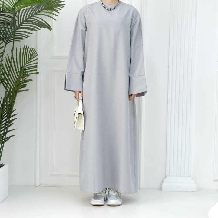 Modest Abaya Simple Linen Closed Abaya Muslim Dress 