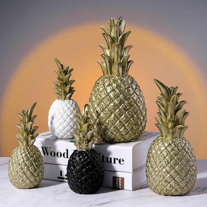 , Creative Living Room Decor, TV Cabinet, Soft Decor, Pineapple Letterديكور على شكل أناناس من Nordic INS, ديكور على شكل أناناس باللون الأسود الذهبي ، ديكور إبداعي لغرف المعيشة ، خزانة تلفزيون ، ديكور ناعم ، حرف الأناناس