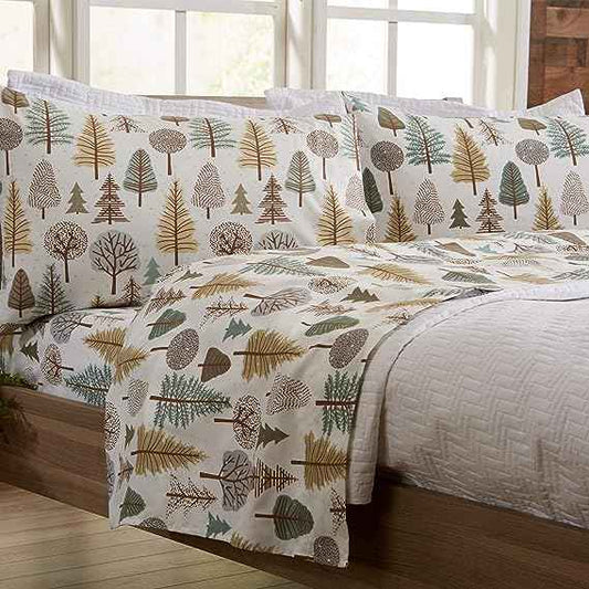 مجموعة ورق ميكروفايبر فائقة النعومة بطبعة لودج . Ultra-soft microfiber lodge print 4-piece sheet set.