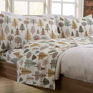 مجموعة ورق ميكروفايبر فائقة النعومة بطبعة لودج . Ultra-soft microfiber lodge print 4-piece sheet set.
