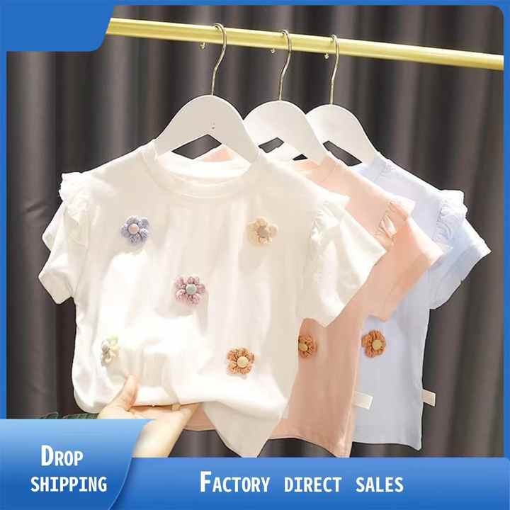 Cute and Soft Baby Skin Friendly Top-تي شيرت بناتي رقيق بأكمام قصيرة