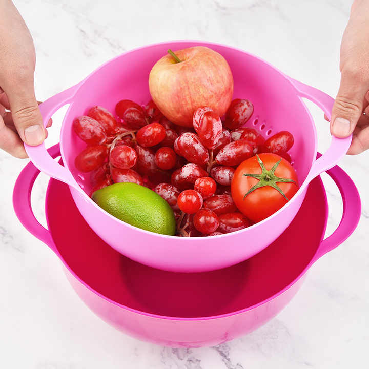 طقم 8 أطباق سلطة متعددة الوظائف لخلط الطعام وعاء تحضير الطعام مع مصفاة غربلة وكأس قياس لإكسسوارات المطبخSet of 8 Multifunctional Salad Bowls for Mixing Food Prep Bowl with Strainer and Measuring Cup for Kitchen Accessories