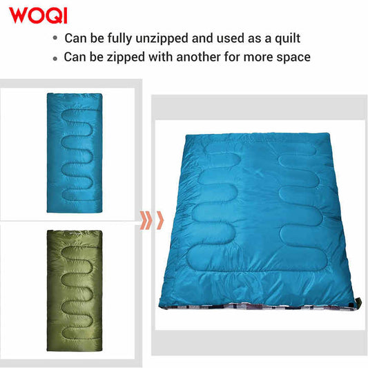 كيس نوم للتخييم من القطن والبوليستر للبالغين  - WOQI Wholesale 3 Season Waterproof