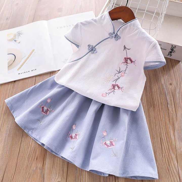 Baby Girls Hanfu Clothes Set -مجموعة ملابس