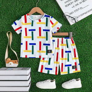 Boys' shorts, children's casual summer clothes, short sleeves 