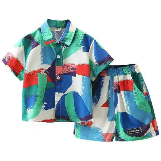 Boys' Suit Kids Summer New Short Sleeve Set-Shorts T- 